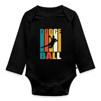 Dodgeball - Baby Bio-Langarm-Body - Schwarz - Vorne