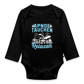 Apnoe Tauchen ist Relaxen Taucher Geschenk - Baby Bio-Langarm-Body - Schwarz - Vorne