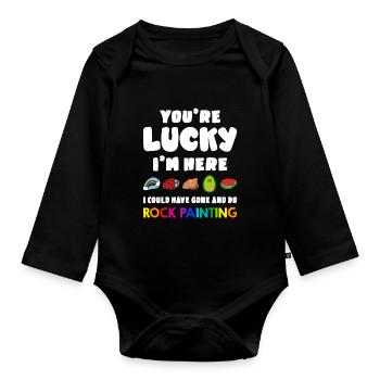 I Could Have Gone And Do Rock Painting - Organic Longsleeve Baby Bodysuit - black - Front
