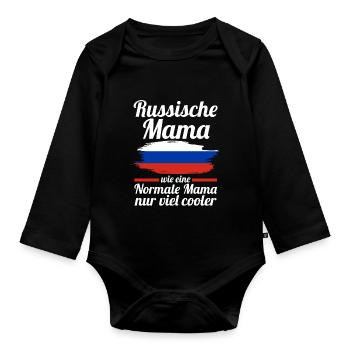 Russin Russische Mama Russland Mutter - Baby Bio-Langarm-Body - Schwarz - Vorne