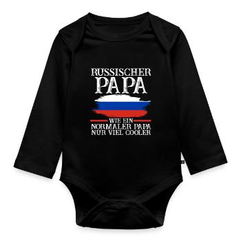 Russischer Papa Vater Russen Russland - Baby Bio-Langarm-Body - Schwarz - Vorne