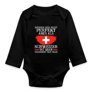 Schweiz Schweizer - Baby Bio-Langarm-Body - Schwarz - Vorne