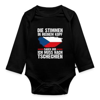 Tschechien Tscheche Tschechisches - Baby Bio-Langarm-Body - Schwarz - Vorne