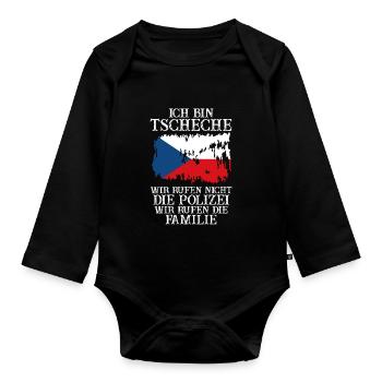 Tschechien Tscheche Tschechisches - Baby Bio-Langarm-Body - Schwarz - Vorne