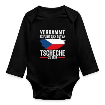 Tschechien Tscheche Tschechisches - Baby Bio-Langarm-Body - Schwarz - Vorne