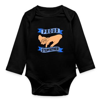 Stolzer Stiefvater Stepdad Stiefpapa Vatertag - Baby Bio-Langarm-Body - Schwarz - Vorne