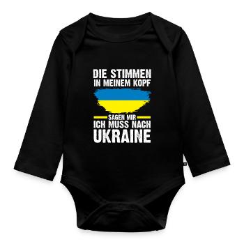 Ukraine Ukrainer Ukrainisches - Baby Bio-Langarm-Body - Schwarz - Vorne