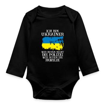 Ukraine Ukrainer Ukrainisches - Baby Bio-Langarm-Body - Schwarz - Vorne