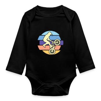 Bike Retro Bike Trip Tour Nature - Organic Longsleeve Baby Bodysuit - black - Front