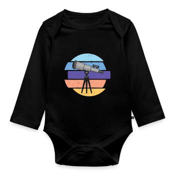 Teleskop Astronom Galaxy Milchstraße - Baby Bio-Langarm-Body - Schwarz - Vorne