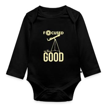 Space Focus Telescope Star Astronomer - Organic Longsleeve Baby Bodysuit - black - Front