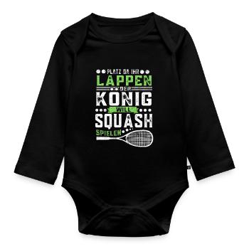 Der König will Squash spielen Squashspieler - Baby Bio-Langarm-Body - Schwarz - Vorne
