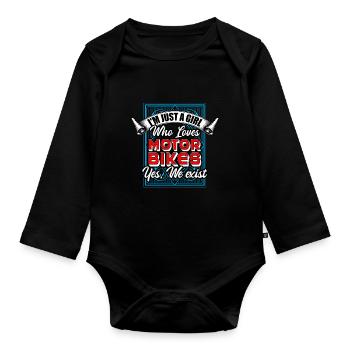 I'm Just A Girl Who Loves MotorBikes Yes We Exist - Organic Longsleeve Baby Bodysuit - black - Front