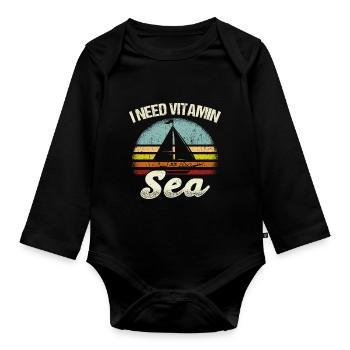 I Need Vitamin Sea Segeln Geschenk Segler Sprüche - Baby Bio-Langarm-Body - Schwarz - Vorne