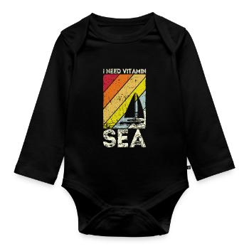 Kapitän Vitamin Sea Segeln Geschenk Segler Sprüche - Baby Bio-Langarm-Body - Schwarz - Vorne