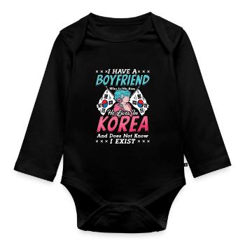 Design pop coréen pour un fan de mode K-Pop - Body Bébé bio manches longues - noir - Devant