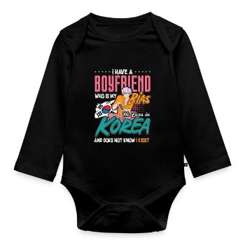 Design pop coréen pour un fan de mode K-Pop - Body Bébé bio manches longues - noir - Devant