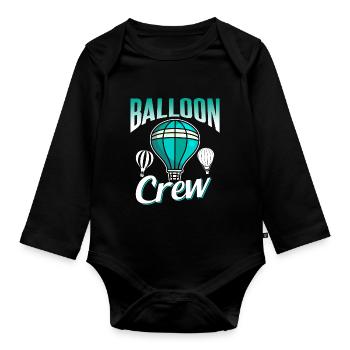 Ballon Besatzung Flug Heißluftballon Ballonfahrer - Baby Bio-Langarm-Body - Schwarz - Vorne