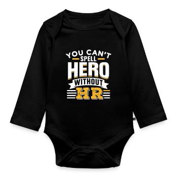 Held Kann Man Nicht Ohne Hr Buchstabieren Personal - Baby Bio-Langarm-Body - Schwarz - Vorne