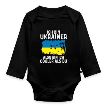 Ukraine Ukrainer Ukrainisches - Baby Bio-Langarm-Body - Schwarz - Vorne