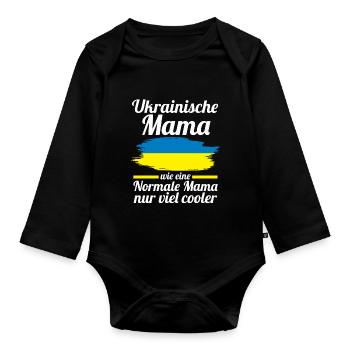 Ukrainerin Ukrainische Mama Ukraine Mutter - Baby Bio-Langarm-Body - Schwarz - Vorne