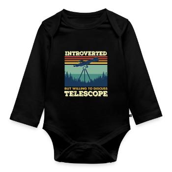 Introverted Telescope Astronomy Space - Organic Longsleeve Baby Bodysuit - black - Front