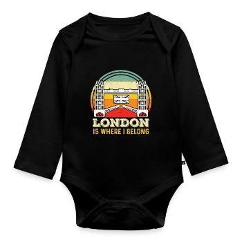 Londres ROYAUME-UNI Tower Bridge Angleterre Tamise - Body Bébé bio manches longues - noir - Devant