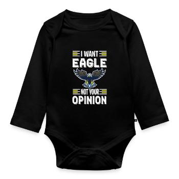 Aigle je veux fauconnerie oiseaux de proie oiseaux - Body Bébé bio manches longues - noir - Devant