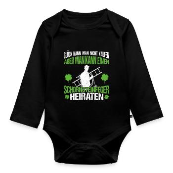 Schornsteinfeger Hochzeit Kaminkehrer Beruf - Baby Bio-Langarm-Body - Schwarz - Vorne