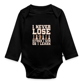 I Never Lose Either I Win Or I Learn Chess Board - Baby Bio-Langarm-Body - Schwarz - Vorne