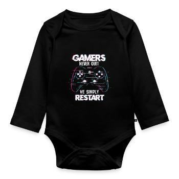 Gamer Gaming Zocken Konsole Nerd Gaming - Baby Bio-Langarm-Body - Schwarz - Vorne