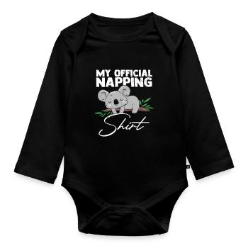 This Is My Official Napping Shirt Faultier Geschen - Baby Bio-Langarm-Body - Schwarz - Vorne