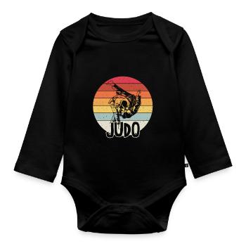 Vintage Judo Retro Judoka - Baby Bio-Langarm-Body - Schwarz - Vorne