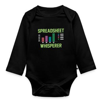 Spreadsheet Flüsterer Arbeit Tabelle Buchhalter - Baby Bio-Langarm-Body - Schwarz - Vorne