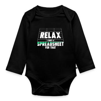 Détendez-vous, j’ai une feuille de calcul pour cela - Body Bébé bio manches longues - noir - Devant