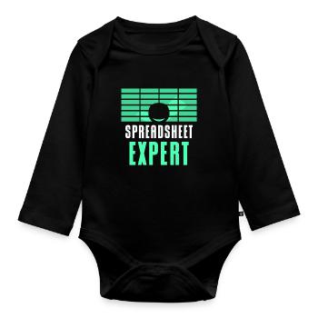 Tableur Expert Comptable Table Travail - Body Bébé bio manches longues - noir - Devant