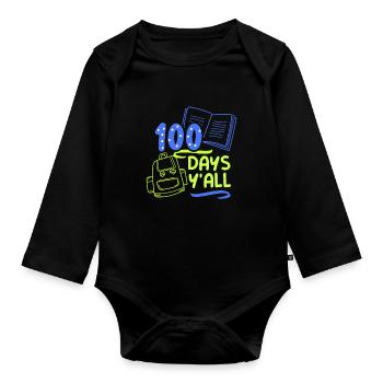 100 jours toute votre équipe dictons doux drôle - Body Bébé bio manches longues - noir - Devant