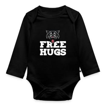 Wolf Umarmung Wildhund Vollmond Wolfsrudel - Baby Bio-Langarm-Body - Schwarz - Vorne