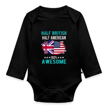 Halb Brite Halb Amerikaner - Baby Bio-Langarm-Body - Schwarz - Vorne