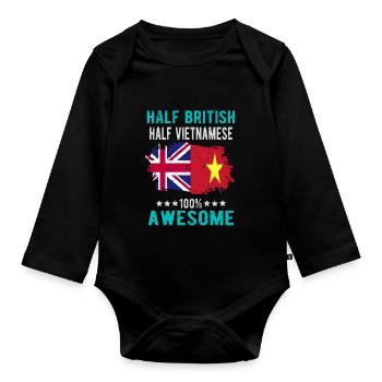 Halb Brite Halb Vietnamese - Baby Bio-Langarm-Body - Schwarz - Vorne