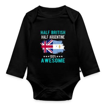 Halb Brite Halb Argentiner - Baby Bio-Langarm-Body - Schwarz - Vorne