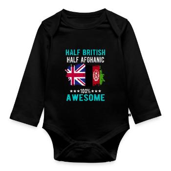 Halb Brite Halb Afghane - Baby Bio-Langarm-Body - Schwarz - Vorne