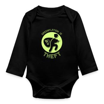 Greenflation is theft green energy inflation - Organic Longsleeve Baby Bodysuit - black - Front