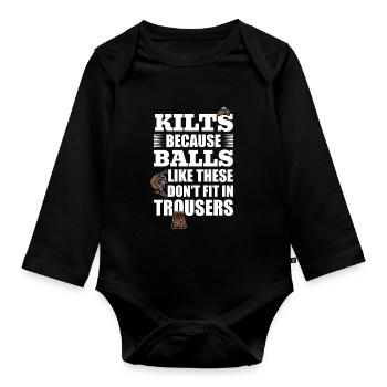 Schottischer Mann Kilt Träger Schottenrock - Baby Bio-Langarm-Body - Schwarz - Vorne