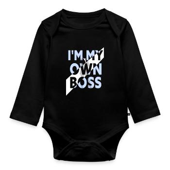 I am my own boss Entrepreneur CEO Founder - Organic Longsleeve Baby Bodysuit - black - Front