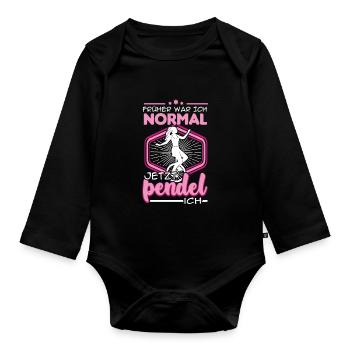Einradfahren Einradfahrer Radsport Hochrad Einrad - Baby Bio-Langarm-Body - Schwarz - Vorne