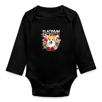 Platin-Jubiläum 1952-2022 - corgi Inhaber - Baby Bio-Langarm-Body - Schwarz - Vorne
