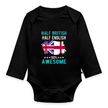 Moitié britannique moitié anglais - Body Bébé bio manches longues - noir - Devant