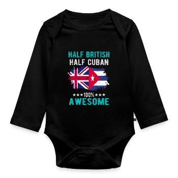 Moitié britannique moitié cubain - Body Bébé bio manches longues - noir - Devant