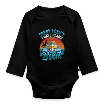 J’ai des plans sur mon bateau Désolé Hobby Team - Body Bébé bio manches longues - noir - Devant